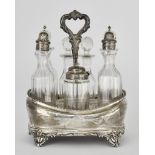 A Victorian Silver Rectangular Seven-Division Cruet, by John Evans II, London 1859, with gadroon