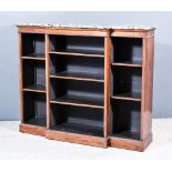 A William IV Rosewood and Break and Open Front Dwarf Bookcase, with green flecked marble slab to