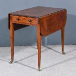 A George III Mahogany Pembroke Table, with triple reeded edge to top, fitted one real and one