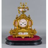 A 19th Century French Gilt Metal and Porcelain Mounted Mantel Clock by Japys Freres, No.917, the