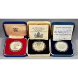 A Quantity of Elizabeth II Silver Proof Commemorative £5 and Twenty Five Shilling (Crowns) Coins,