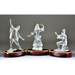 Three Swarovski Crystal Annual Editions Figures - "Pierrot", "Harlequin", and "Columbine", all