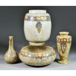 Cranston Pottery, a selection of Cranston Pottery, comprising - a pale, mottled vase with tube-lined