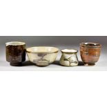 Four Pieces of Stoneware Pottery from the Leach Pottery, 20th Century, comprising - tea bowl