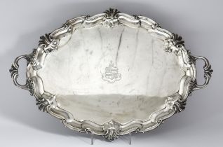 An Edward VII Silver Oval Two-Handled Tray by Page Keen & Page, London 1904, the shaped and