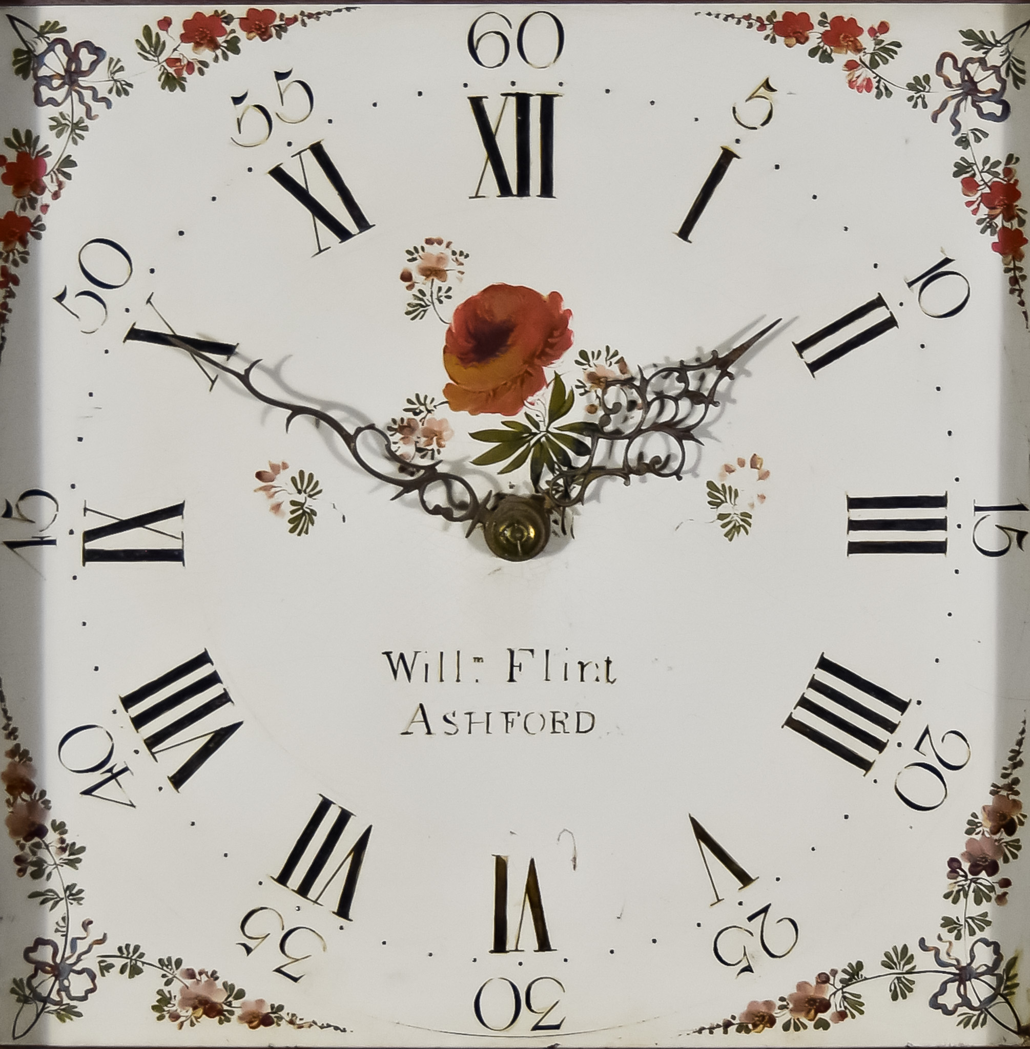 A 19th Century Oak Longcase Clock, by William Flint, the 12ins square painted dial with Roman and - Image 2 of 2