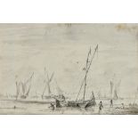 Manner of Willem van de Velde II (1633-1707) - Ink and watercolour - Dutch fishing vessels at