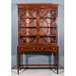 A 19th Century Mahogany Display Cabinet on Stand, inlaid with cross bandings, with moulded