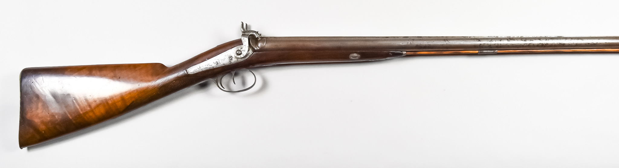 A Double Barrelled Muzzle Loading Percussion Shotgun, by Oakes of London and Horsham, 27ins brown