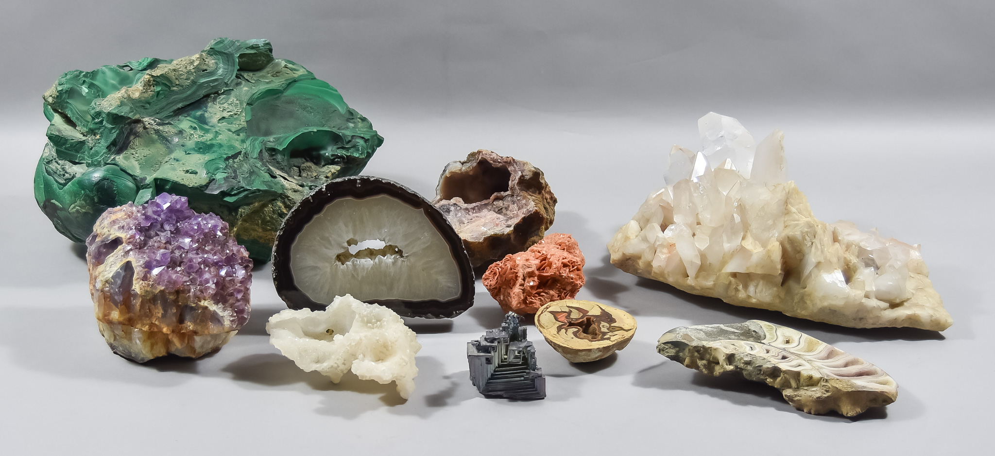 A Large Collection of Mineral Specimens, various types and sizes