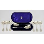 A Pair of Late Victorian Silver Berry Spoons and Mixed Silverware, the berry spoons by Josiah