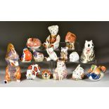 Sixteen Royal Crown Derby Bone China Paperweights, including - squirrel, 3.5ins, pheasant, 2.