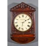 A 19th Century Mahogany Cased Wall Clock, by Bethel Jacobs of Hull, 13ins diameter cream dial with