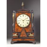 A 19th Century Mahogany Mantel Clock, by Caleb Elisha, Duke Street, St. James, the 8ins domed