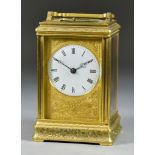 A 19th Century French Carriage Clock No.11734, the 2.25ins diameter white enamel dial with Roman