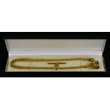 An 18ct Gold Graduated Albert Watch Chain, with suspended blood stone seal, 360mm overall, total