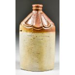 A Rare 19th Century Salt-Glazed Stoneware Spirit Flask, stamped "J Stroud Wine & Spirit Merchant