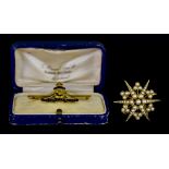 A Pearl Set Star Brooch or Pendant at Will, 20th Century, set with seed pearls, 40mm in diameter,