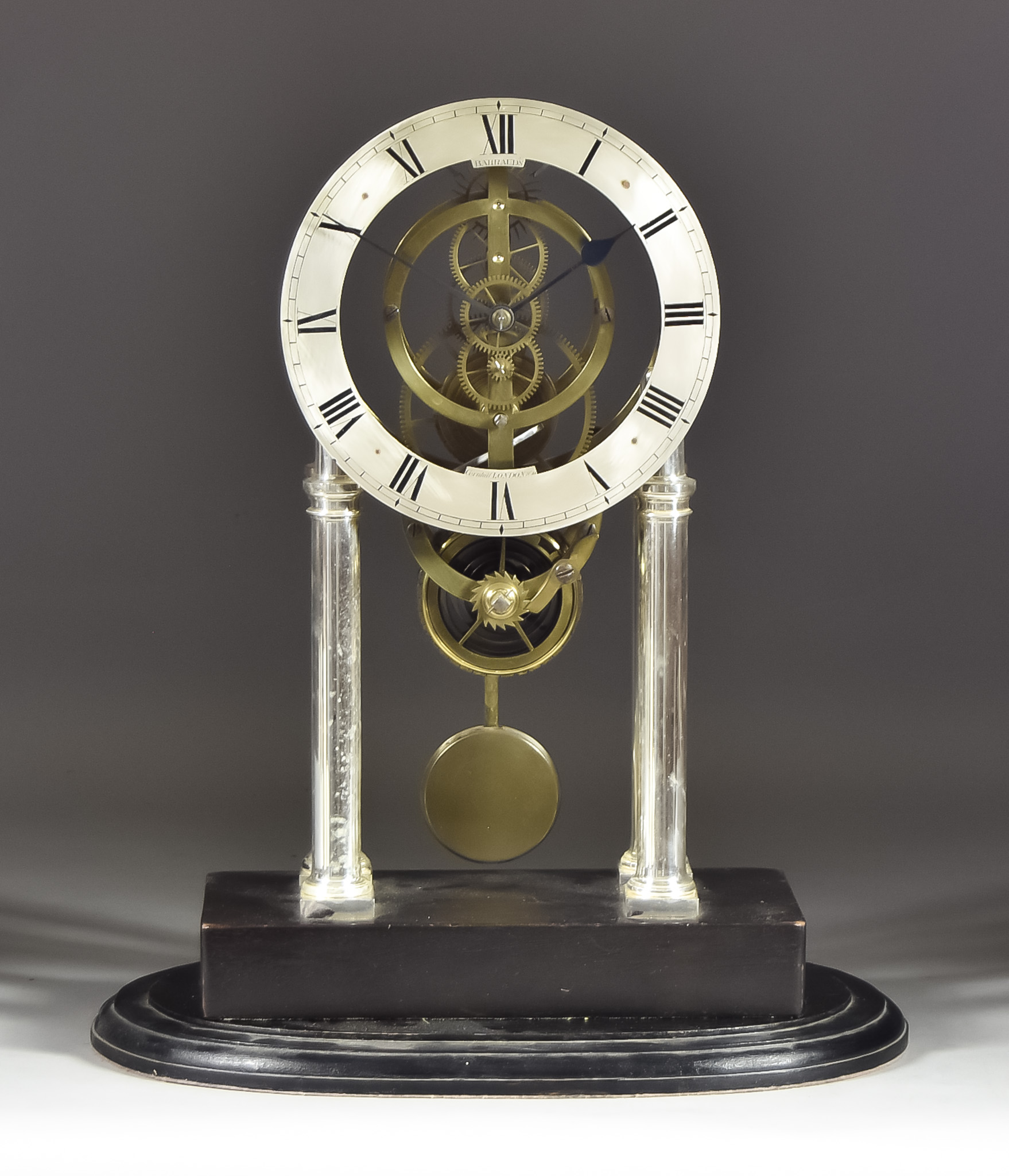 An Early 19th Century Skeleton Timepiece by Barraud's, Cornhill, London, the 6.75ins silvered dial