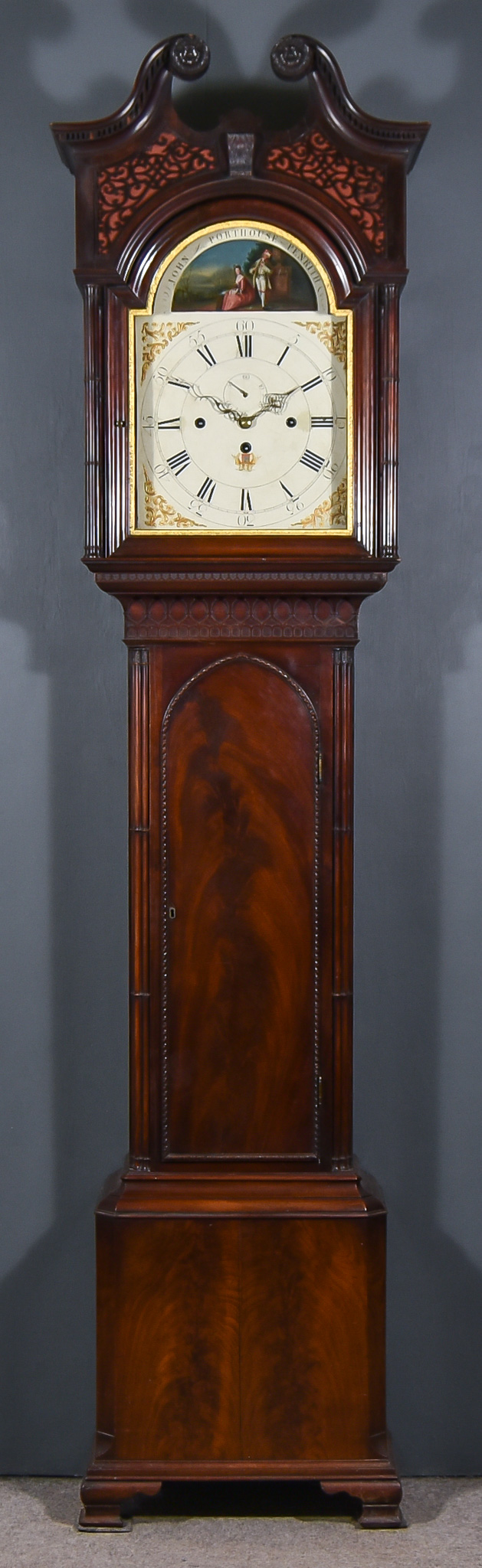 A Late 18th Century Mahogany Musical Longcase Clock by John Porthouse of Penrith, the 14.5ins arched