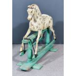 An Early 20th Century Grey and White Dappled Rocking Horse, possibly by Ayres of London, with