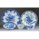 A Lowestoft Blue and White Hughes Type Tea Bowl, Circa 1761-65, and Mixed Blue and White Wares,