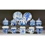 A Chinese Blue and White Porcelain Teapot, Kangxi, of octagonal form painted with a figure,