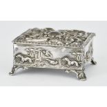 An Edward VII Silver Square Dressing Table Box by Thomas Hayes, Birmingham 1902, the cover with