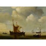 Style of William Anderson (1757-1837) - Oil painting - Shipping in a calm sea, canvas 8ins x