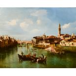 Late 19th / Early 20th Century Italian School - Oil painting - Romantic view of the Ponte Vecchio,