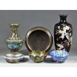 A Small Selection of Chinese Cloisonne Wares, 20th Century, including a vase enamelled in colours