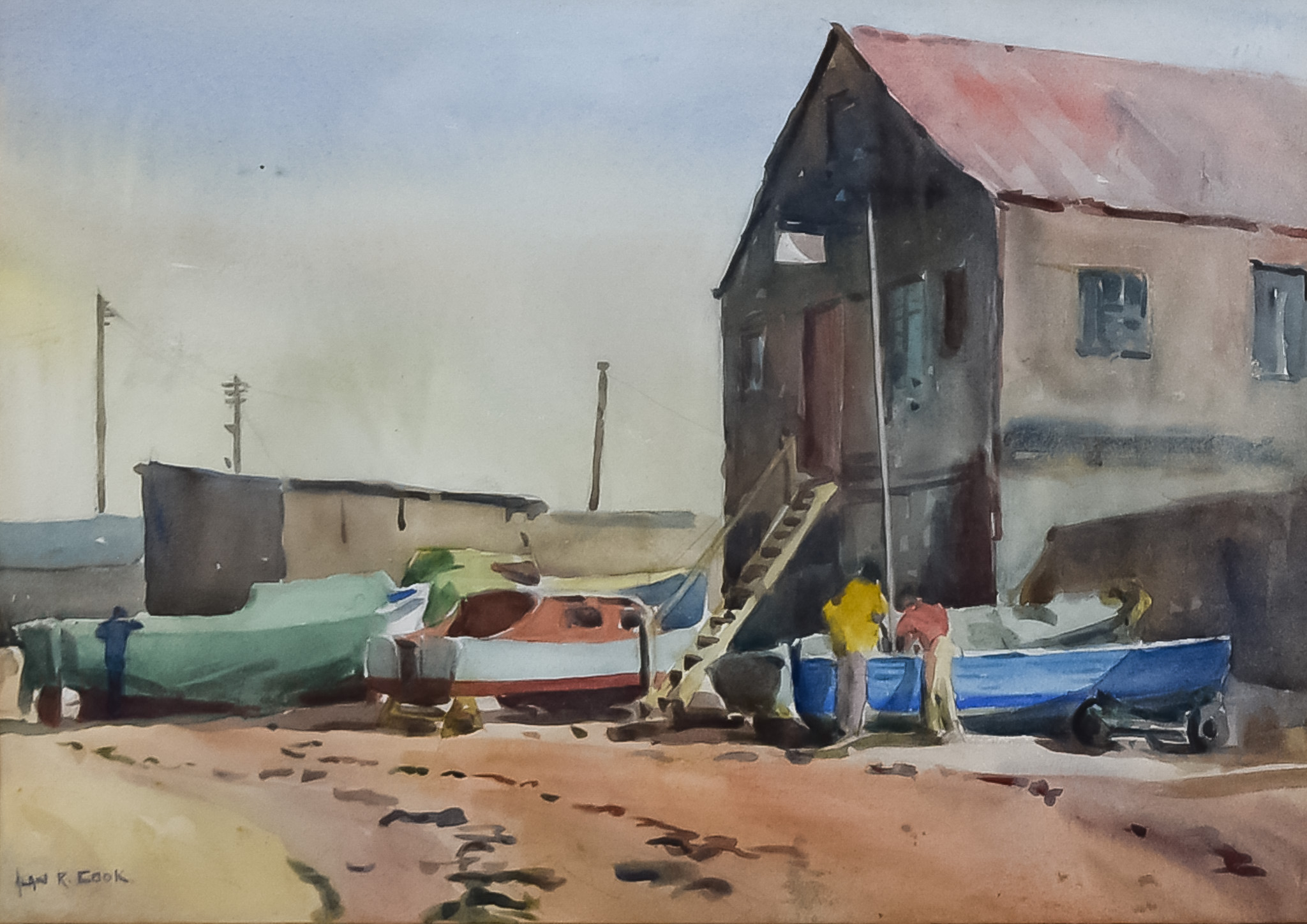 ***Alan Reid Cook (1920-1974) - Pair of watercolours - Harbour scenes with boats, each signed, 10. - Image 2 of 2