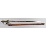 A George V Officers Dress Sword, etched steel blade, 32ins, army medical corps, gilt metal guard and