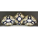 A Royal Worcester Bone China Dish of Shaped Outline, 1900, enamelled in imitation of earlier blue