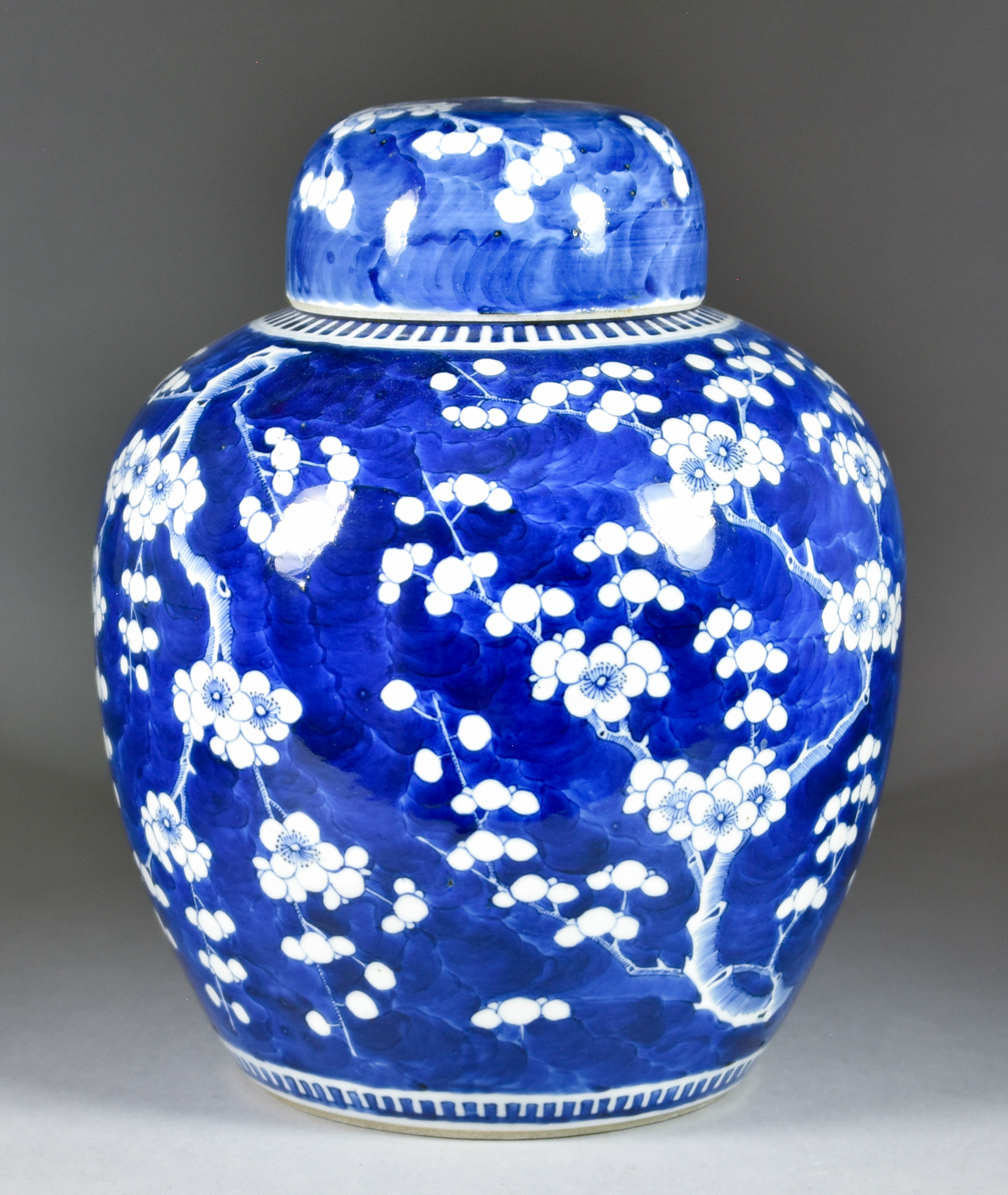 A Chinese Blue and White Porcelain Ginger Jar and Cover of Large Proportions, 19th Century,
