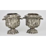 A Pair of George III Silver Two-Handled Wine Coolers, Collars and Liners by John & Thomas Settle,