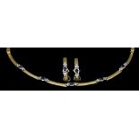 An 18ct Gold Sapphire and Diamond Suite, Modern, comprising - necklace set with brilliant cut