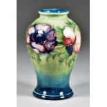 A Moorcroft Pottery Baluster-Shaped Vase, tube-lined and decorated in 'Anemone' pattern, on