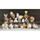 Sixteen Royal Crown Derby Bone China Paperweights, including - walrus, 4.25ins high, drummer