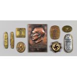 A Small Quantity of German WWII Related Items, comprising - bronze metal plaque bearing image of