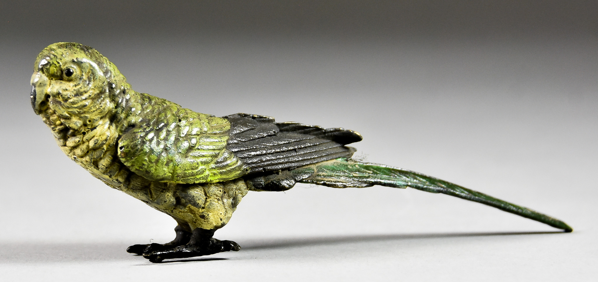 Franz Bergmann (1861-1936) - Cold painted bronze figure of a parakeet, impressed B mark, and "