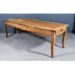 A 19th Century French Fruitwood (Cherry) Farmhouse Kitchen Table, with plain four plank top,