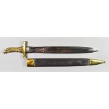 A 19th Century French Artillary/Bandsman's Sword, bright steel gladious blade, 19ins, brass cross