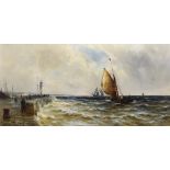 Gustave de Breanski (Circa 1856-1898) - Oil painting - Shipping scene with boats in choppy waters,