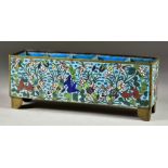 A Chinese Cloisonne Rectangular Five Division Trough enamelled with birds and fish amongst flowers