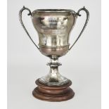 A George V Silver Two-Handled Prize Cup by S W Smith & Co., London 1913, with moulded rim and