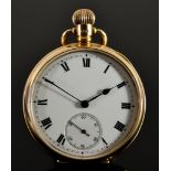 A Half Hunter Open Face Keyless Wind Pocket Watch, by Vertex, 9ct gold case, 50mm diameter, 9ct gold