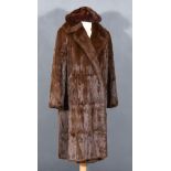 A Lady's Sable Fur Coat and Beret Style Hat, the coat embroidered with 'PMH' to lining, size 16-18