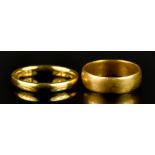 Two 22ct Gold Wedding Bands, sizes K, J, total gross weight 7g