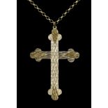A 9ct Gold Cross and Chain, cross 55mm x 35mm, 560mm overall, total gross weight 10.2g